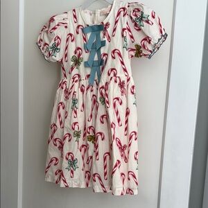 Candy Cane Print Dress with Bows